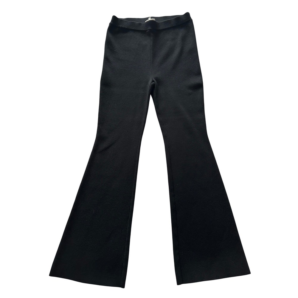 Seed Heritage Black Crepe Knit Kick Flare Pants Elastic Waist Size S